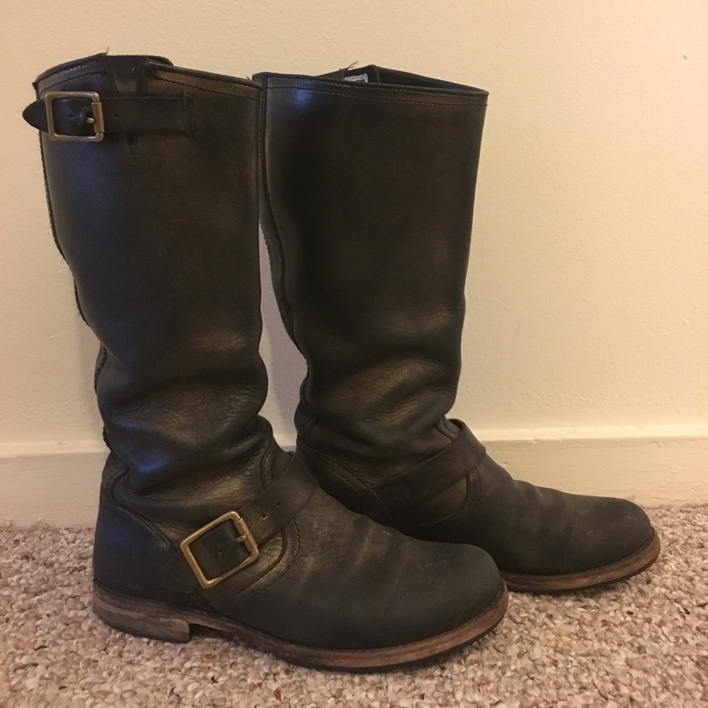 Frye Couch gold & black tall Veronica boots